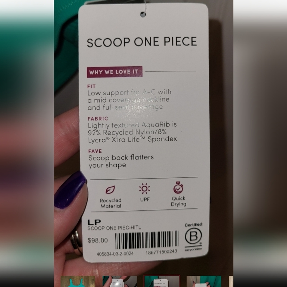Athleta Scoop Neck Swimsuit size LP NWT - Picture 5 of 6
